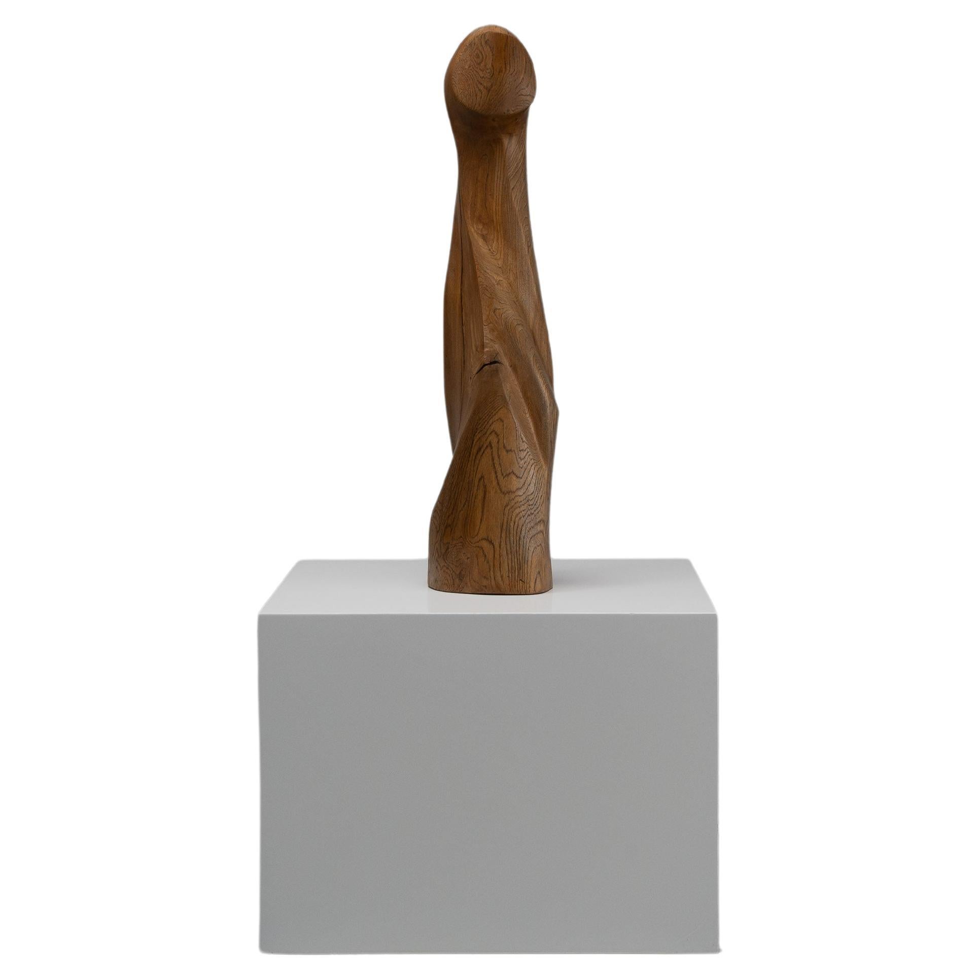 Scultura astratta in rovere firmata LM Francia 1960