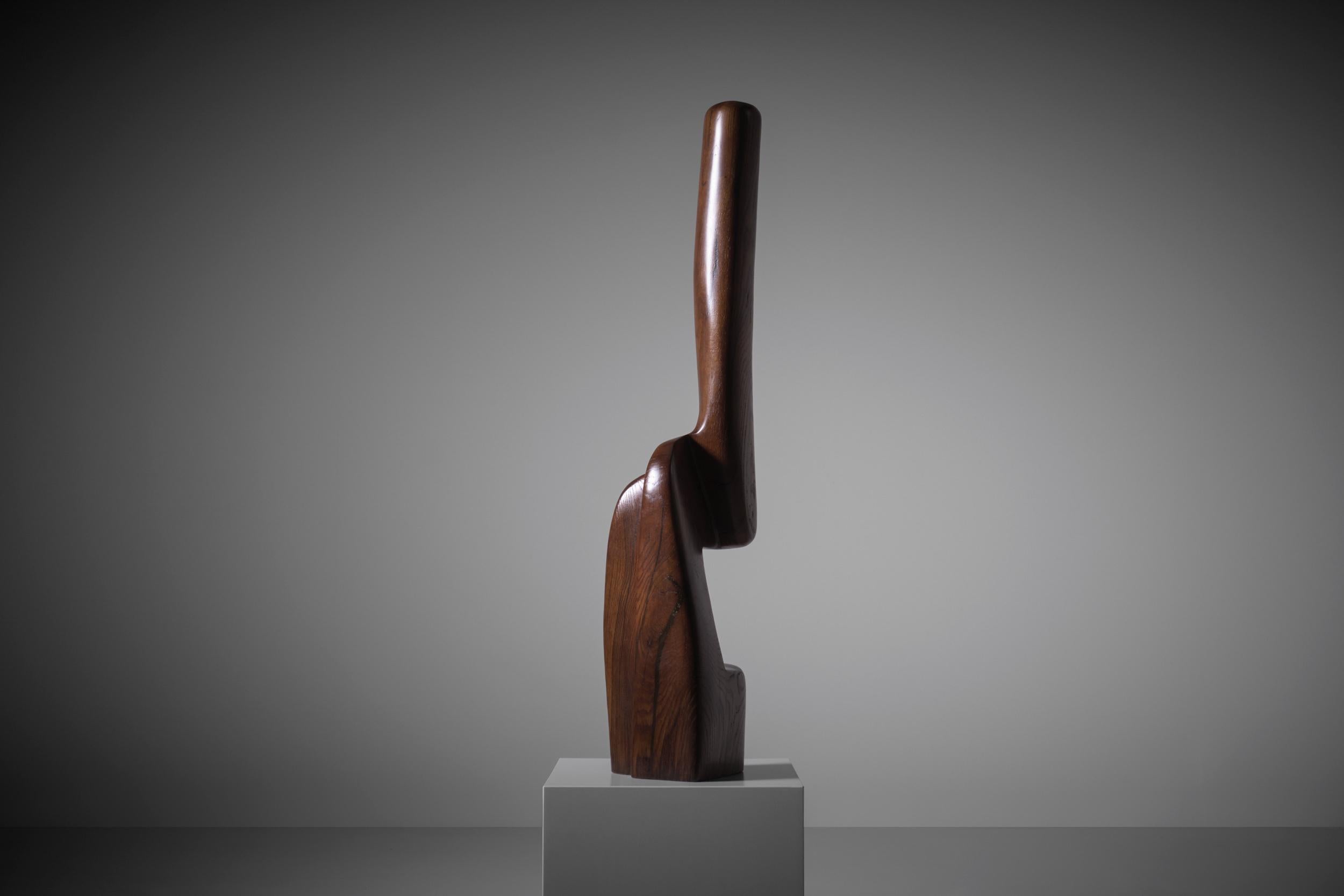 Late 20th Century Abstract Oak wooden sculpture, France 1970s