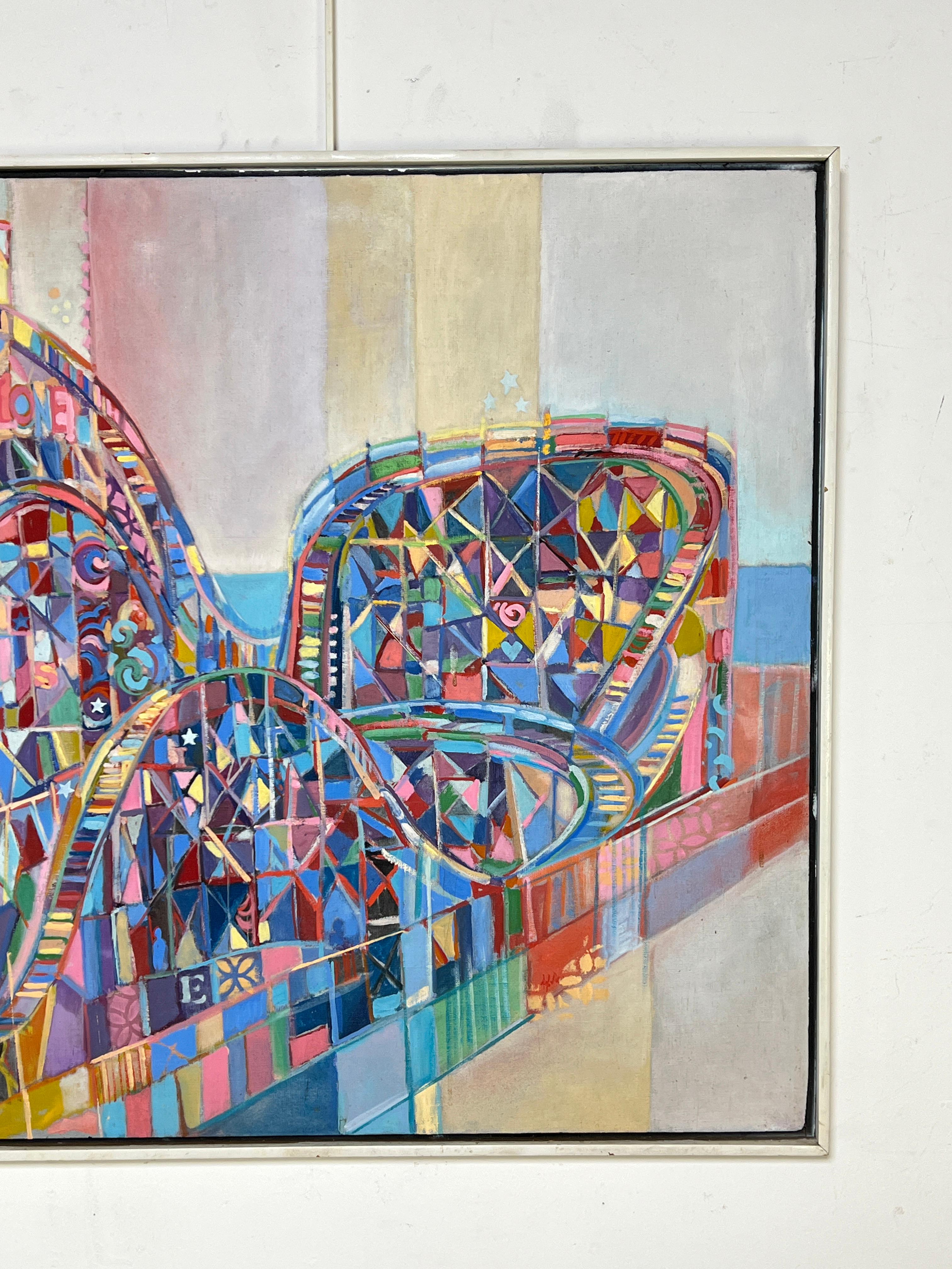 Abstraktes Öl der Cyclone-Achterbahn auf Coney Island von Michael Davis C. 1960er Jahre (amerikanisch) im Angebot