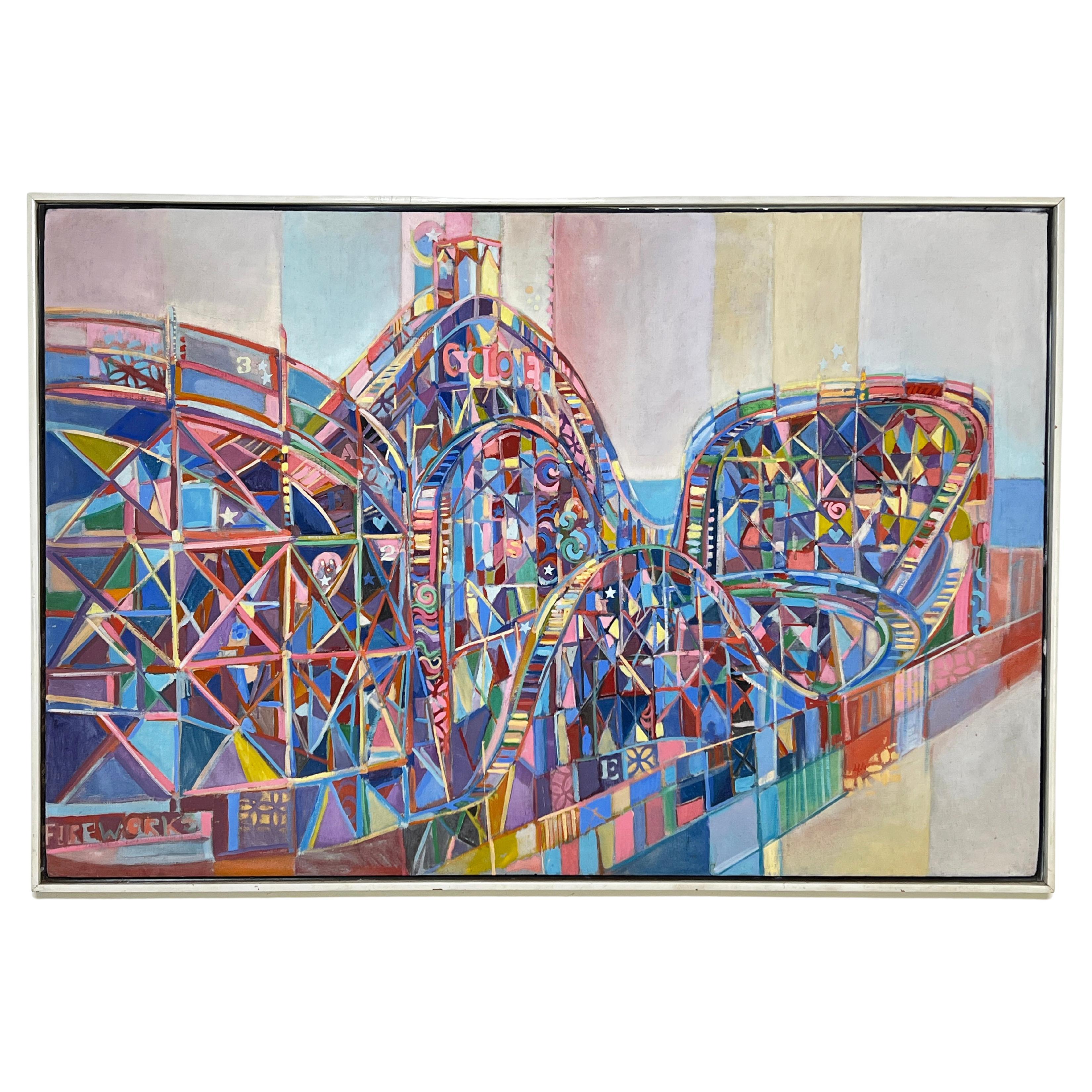 Abstraktes Öl der Cyclone-Achterbahn auf Coney Island von Michael Davis C. 1960er Jahre im Angebot