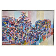 Abstract Oil of Coney Island's Cyclone Rollercoaster by Michael Davis C. 1960s