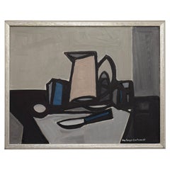 Óleo abstracto sobre tabla de Max Gregor Carlsson (1914 - 1996)