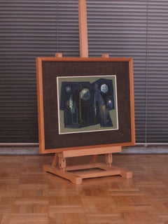 Abstraktes Ölgemälde auf Karton von Sven Johannson