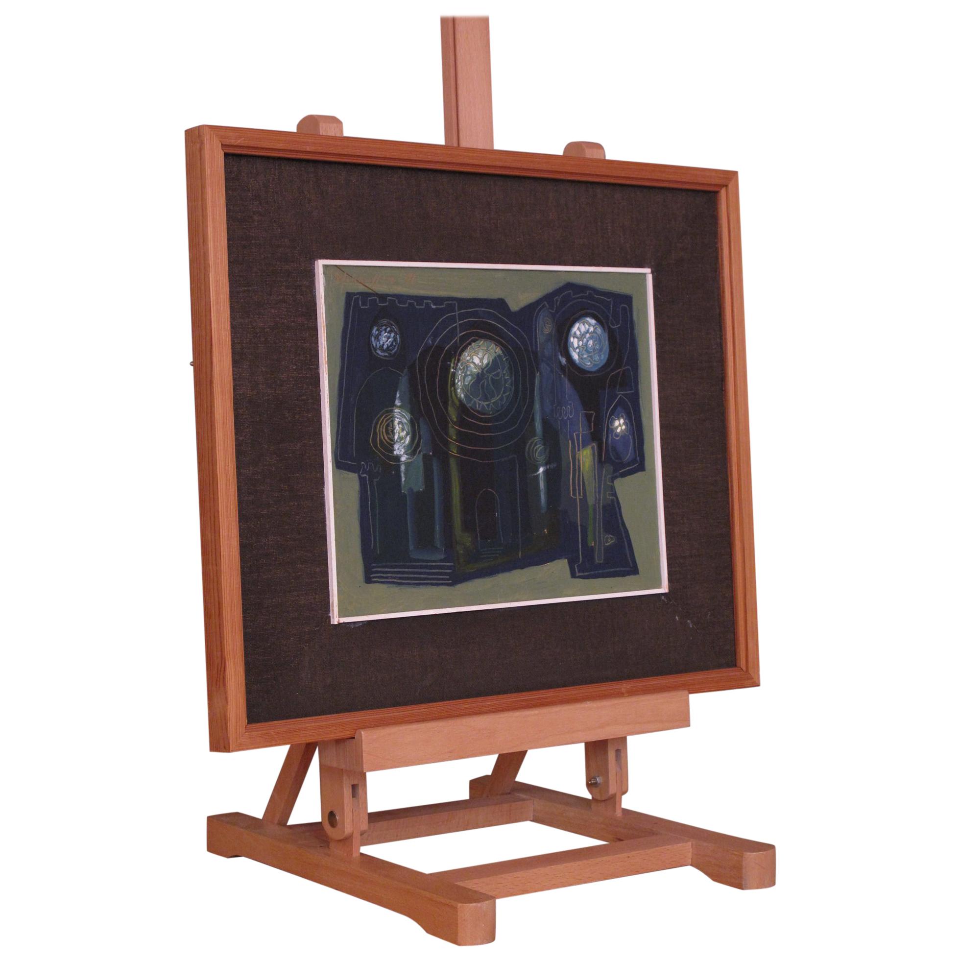Huile abstraite sur panneau de Sven Johannson