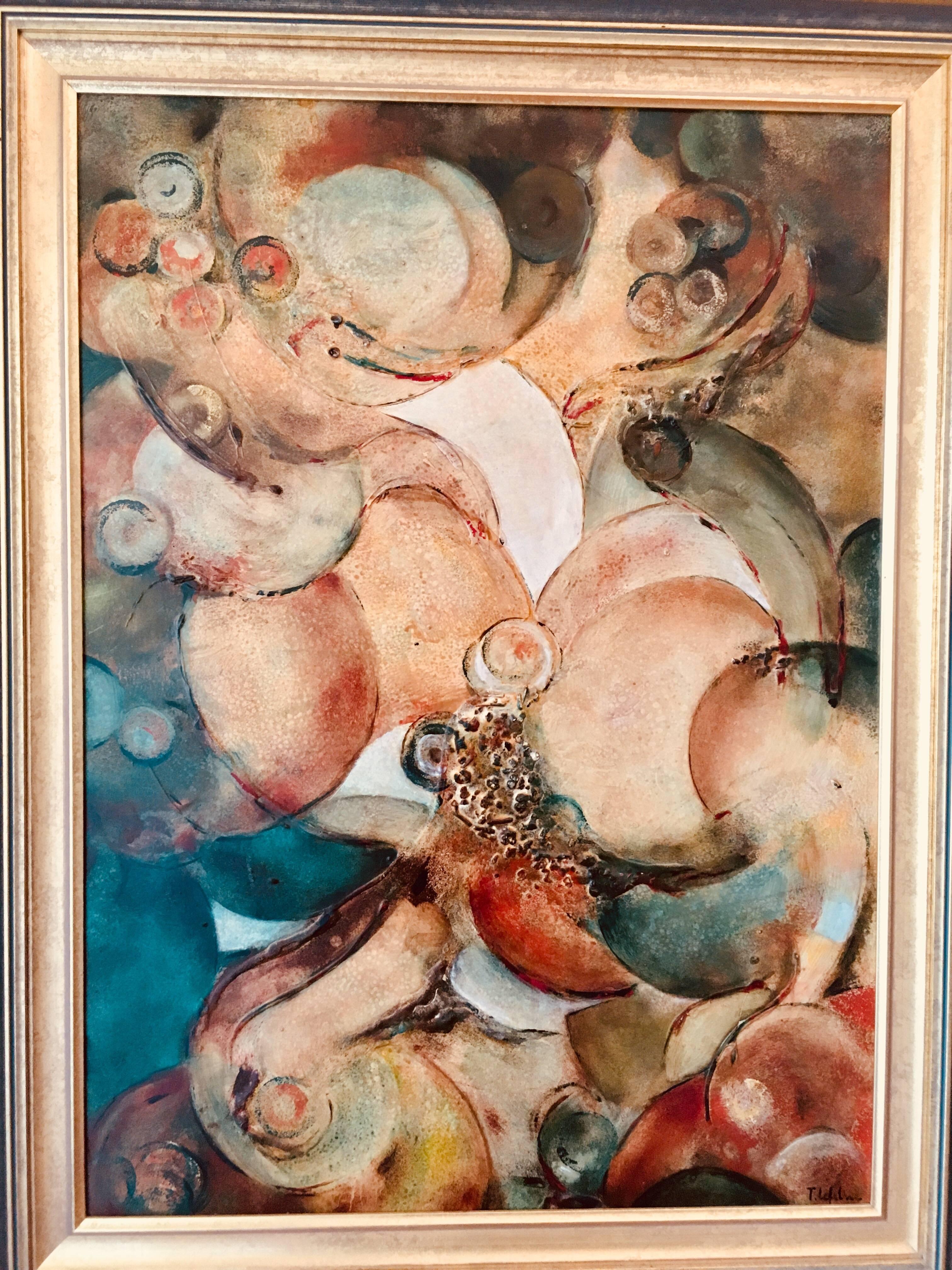 Mid-20th Century Abstract Oil on Board by T Lefeline, circa 1960s For Sale