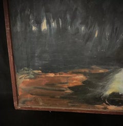 Abstract Oil on Canvas "Knight Reining His Steed" – Mid-20th Century - 2Y453