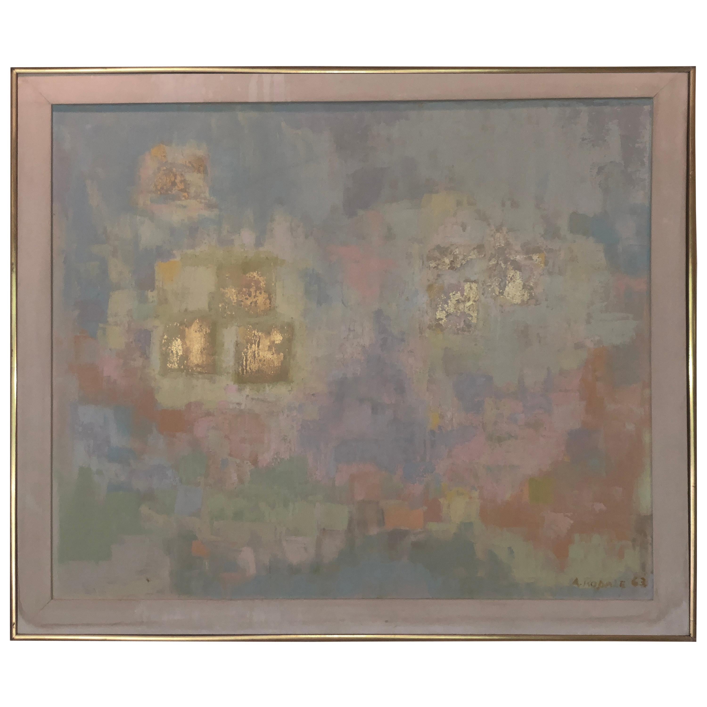 Abstract Oil on Canvas Painting by Anna Rodale 1963 For Sale