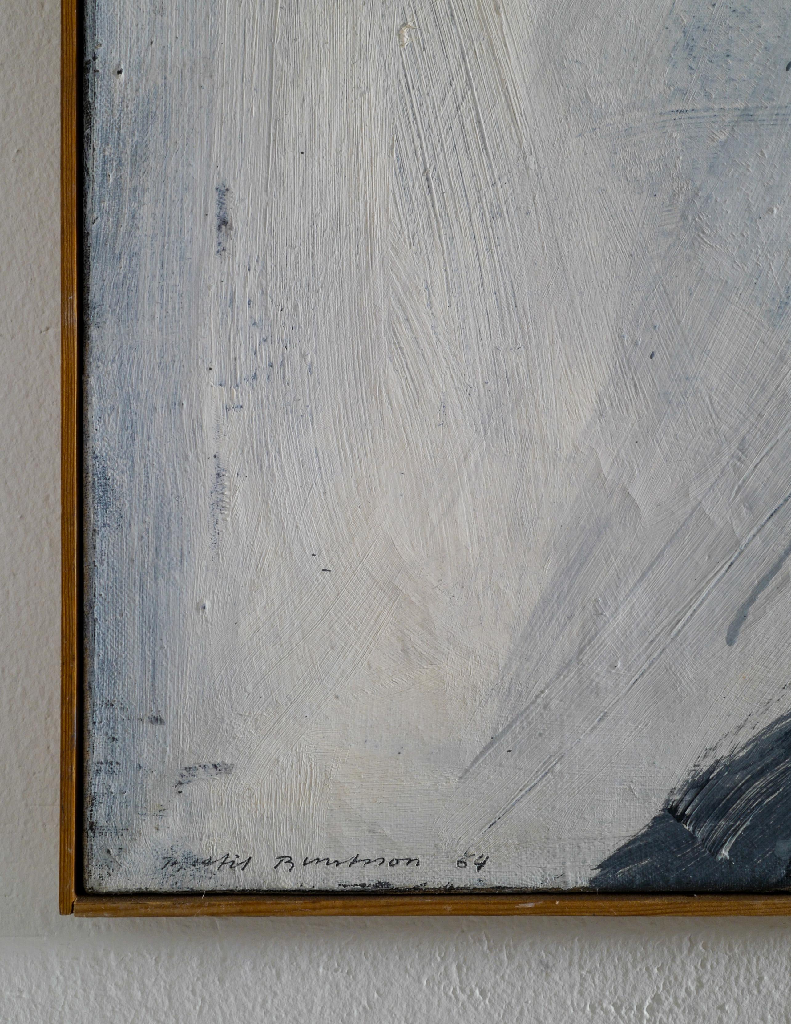 Scandinavian Modern Abstract Oil on Canvas Painting by Bertil Berntsson, Sweden, 1960s For Sale