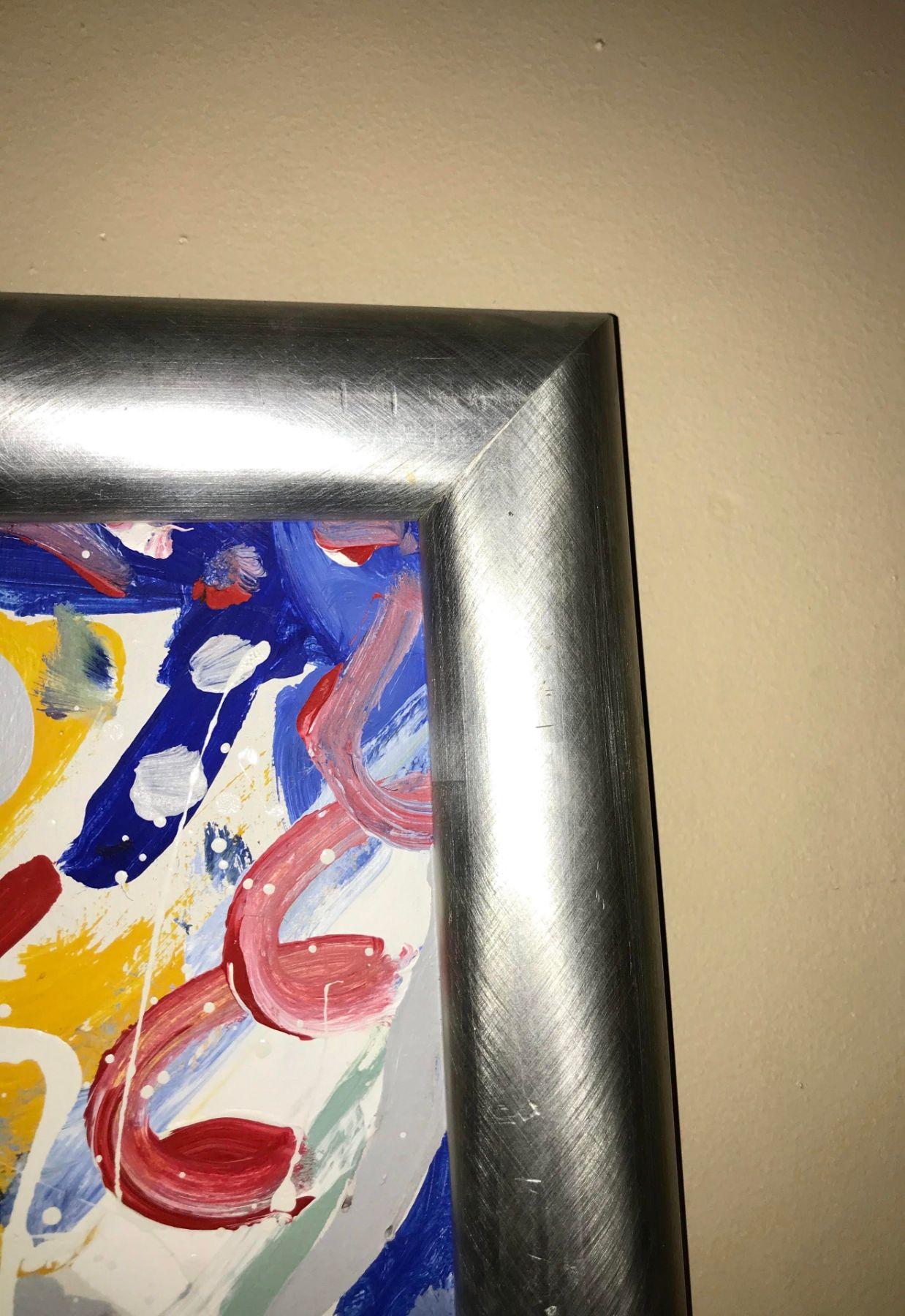 Arts and Crafts Abstract Oil on Canvas Painting by Colow B. Dated 1984 For Sale