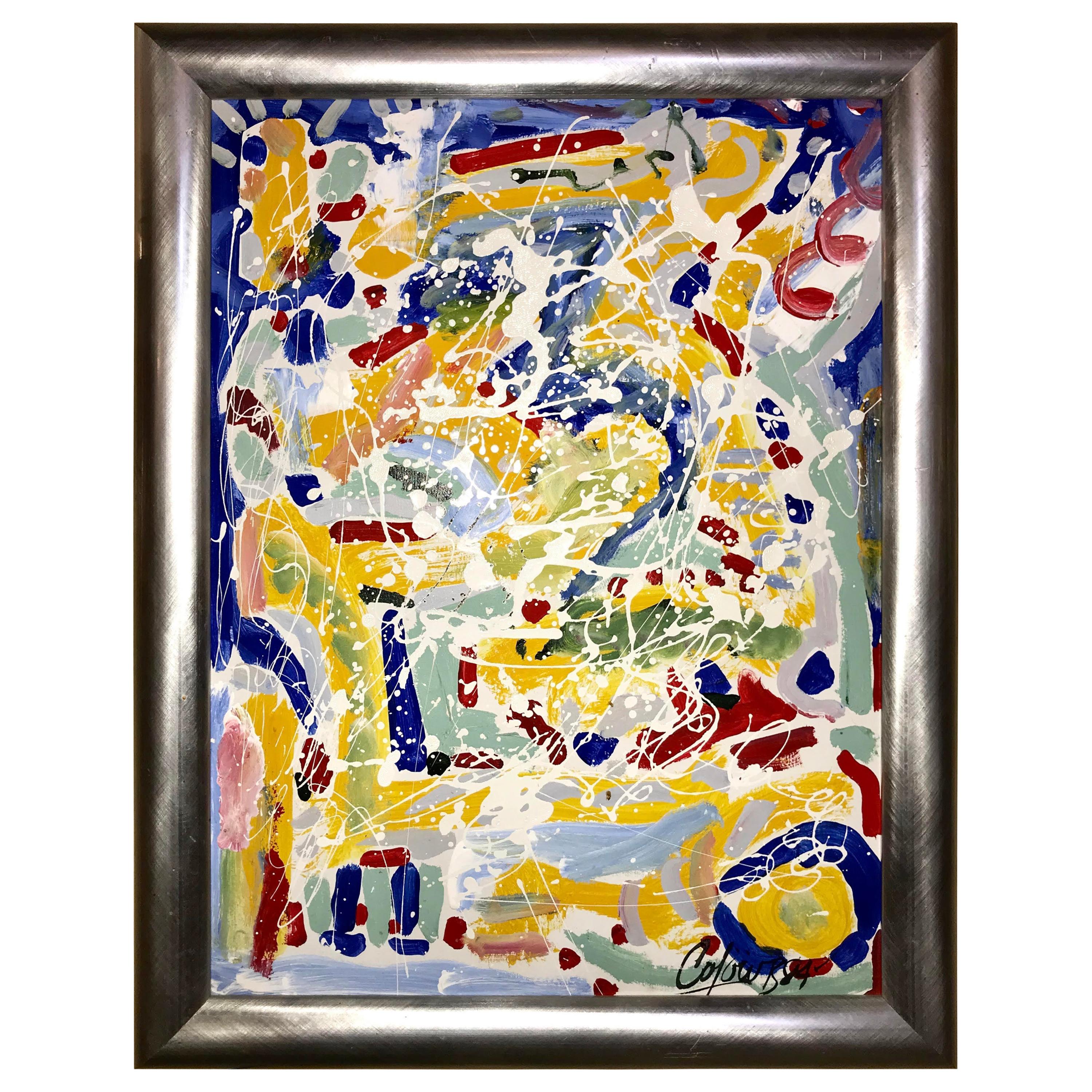 Abstract Oil on Canvas Painting by Colow B. Dated 1984