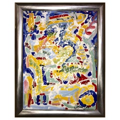 Abstraktes Gemälde, Öl auf Leinwand, Gemälde von Colow B., datiert 1984