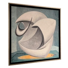 Olio astratto su tela, firmato in modo indistinto, 1967