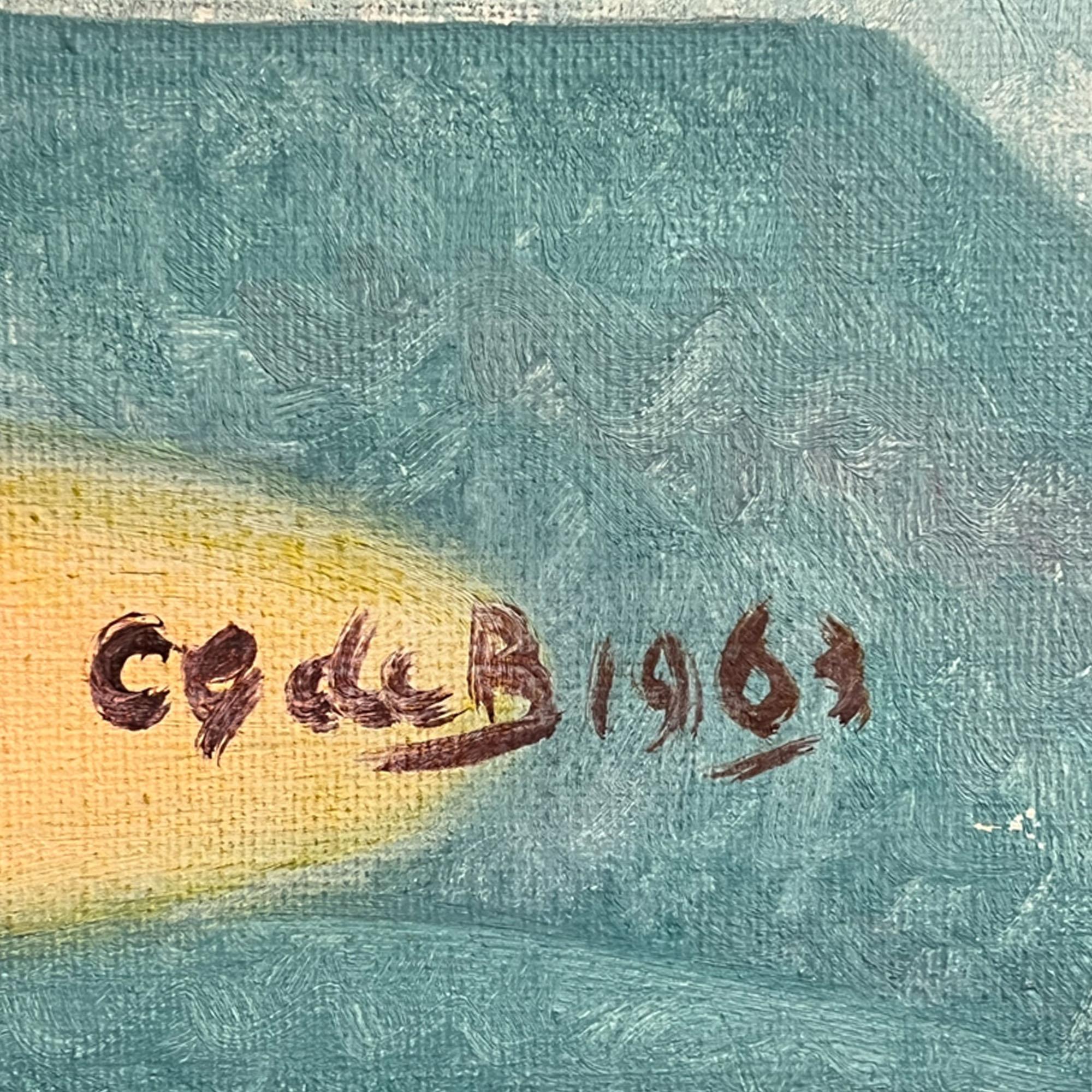 Óleo abstracto sobre lienzo, firmado indistintamente, 1967 Británico en venta