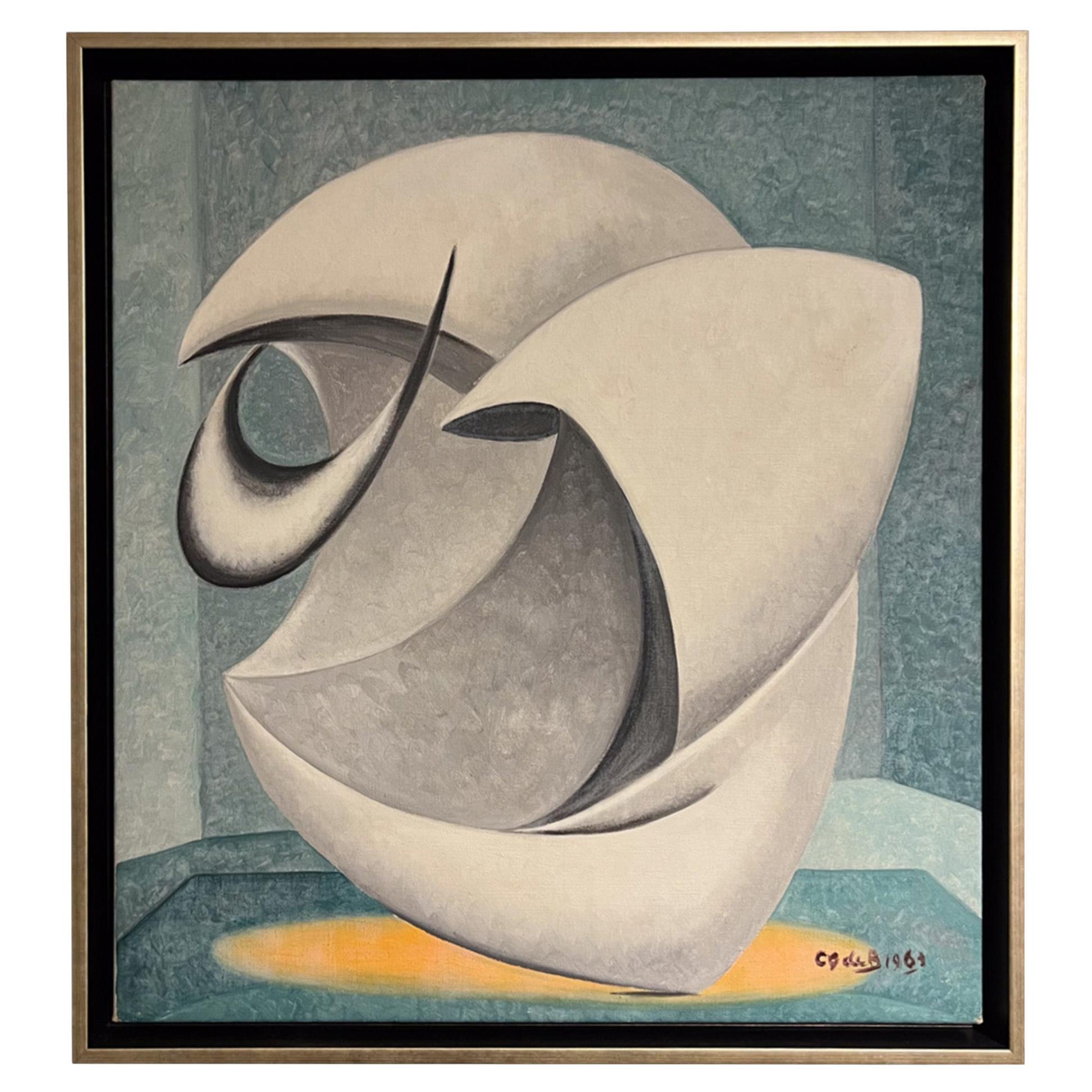 Óleo abstracto sobre lienzo, firmado indistintamente, 1967 en venta