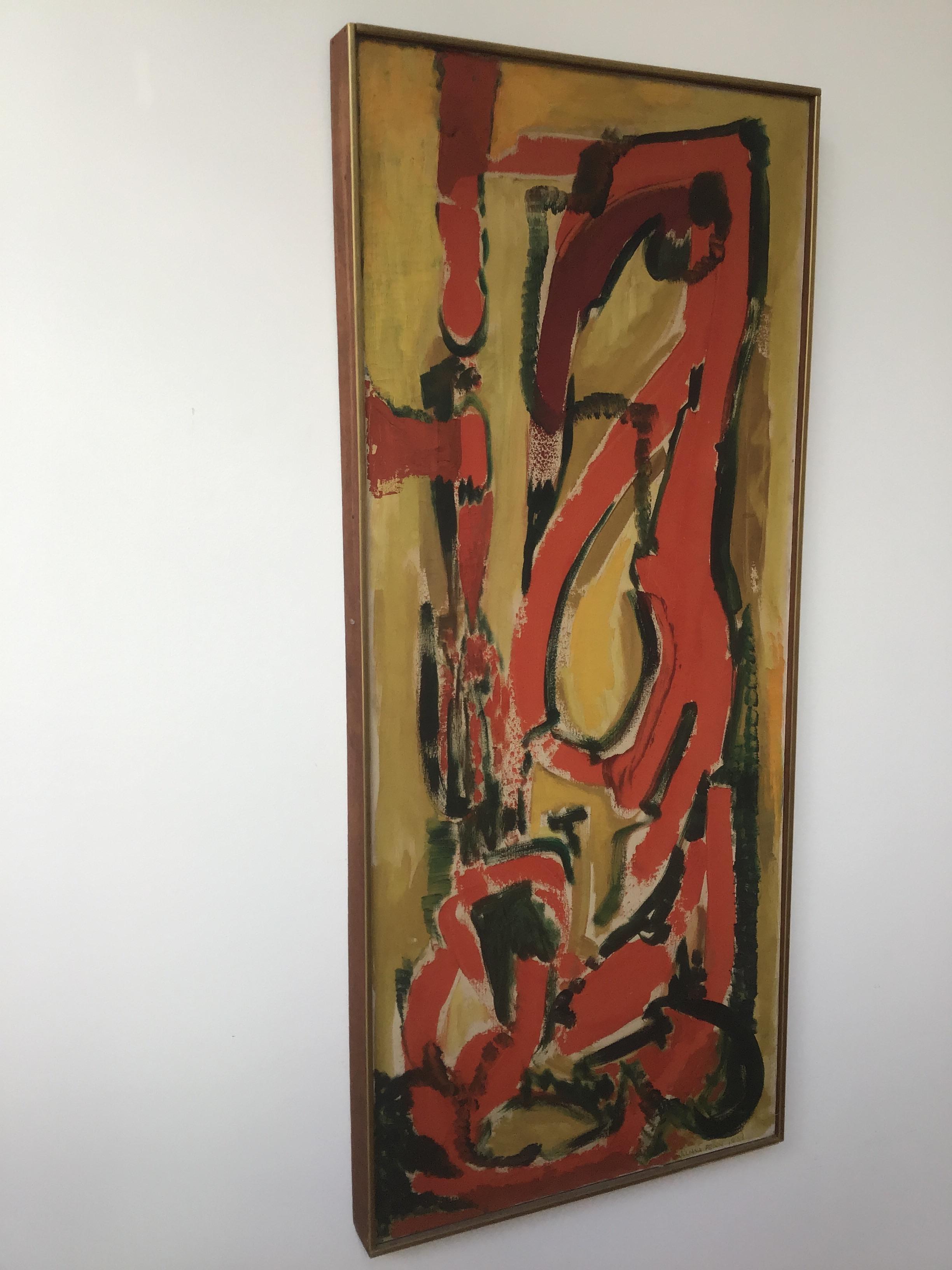 Abstract oil on canvas signed Juliana Penn, 1959.