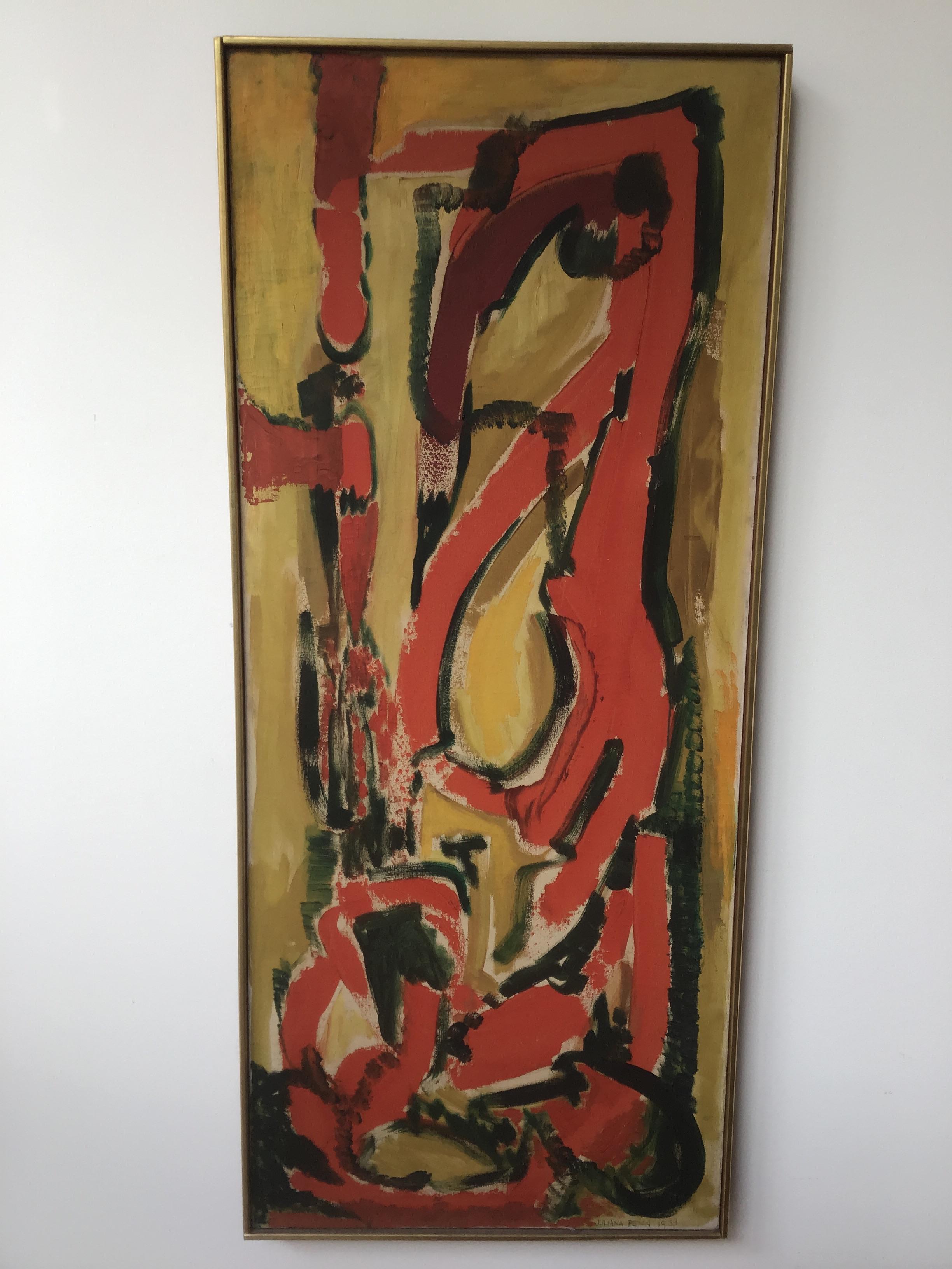 Abstract Oil on Canvas Signed Juliana Penn In Good Condition For Sale In Tarrytown, NY