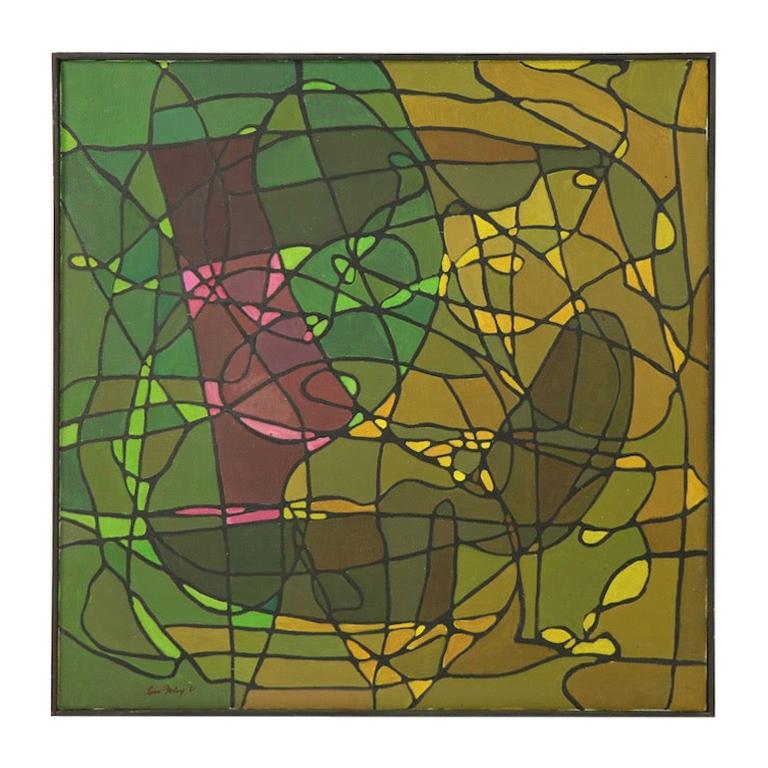 Abstract Oil on Canvass Painting by Noted Vermont Artist Lois Foley '1981' For Sale