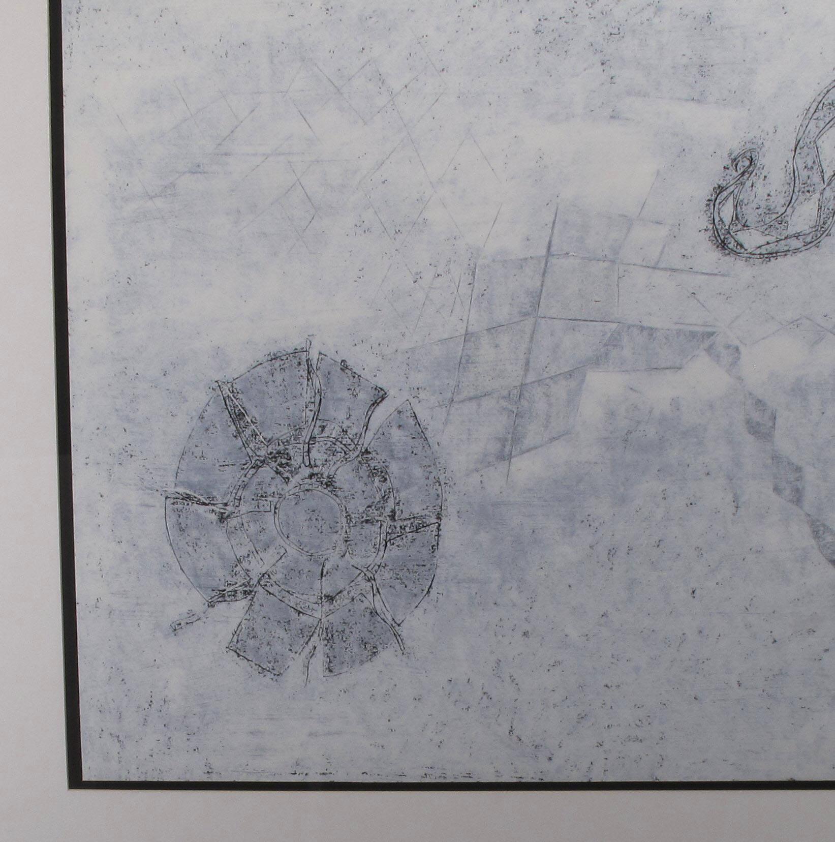 Futuriste Huile abstraite sur papier de Robert Winslow intitulée 