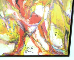 Abstraktes Ölgemälde auf Reispapier mit dem Titel "Red Journey 1" Andrew Lui