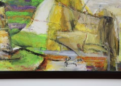 Abstraktes Öl auf Reispapier Gemälde mit dem Titel "Terrain Africa lll" Andrew Lui