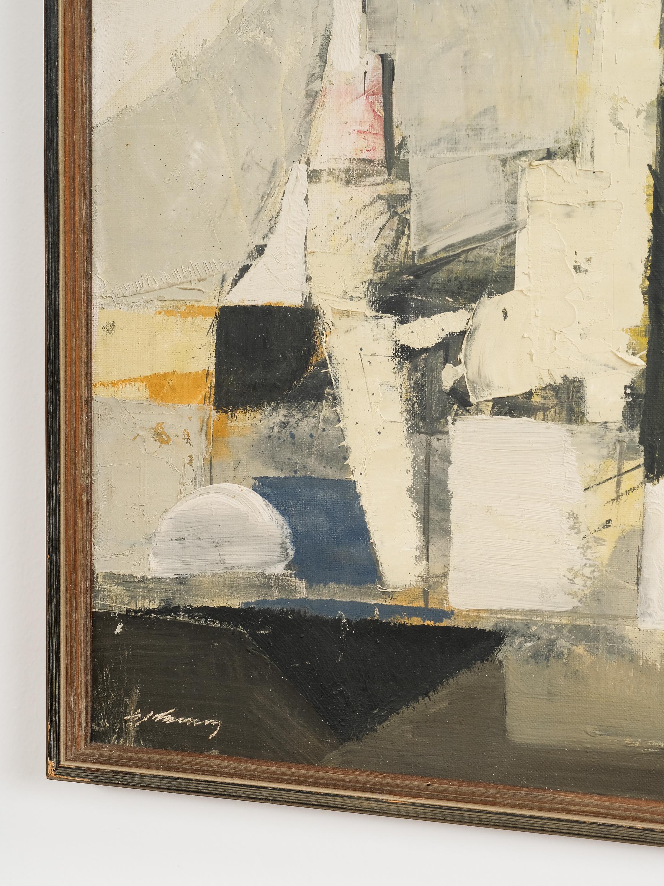 Scandinavian Modern Abstract Oil Painting by Gunnar Johansson, Sweden