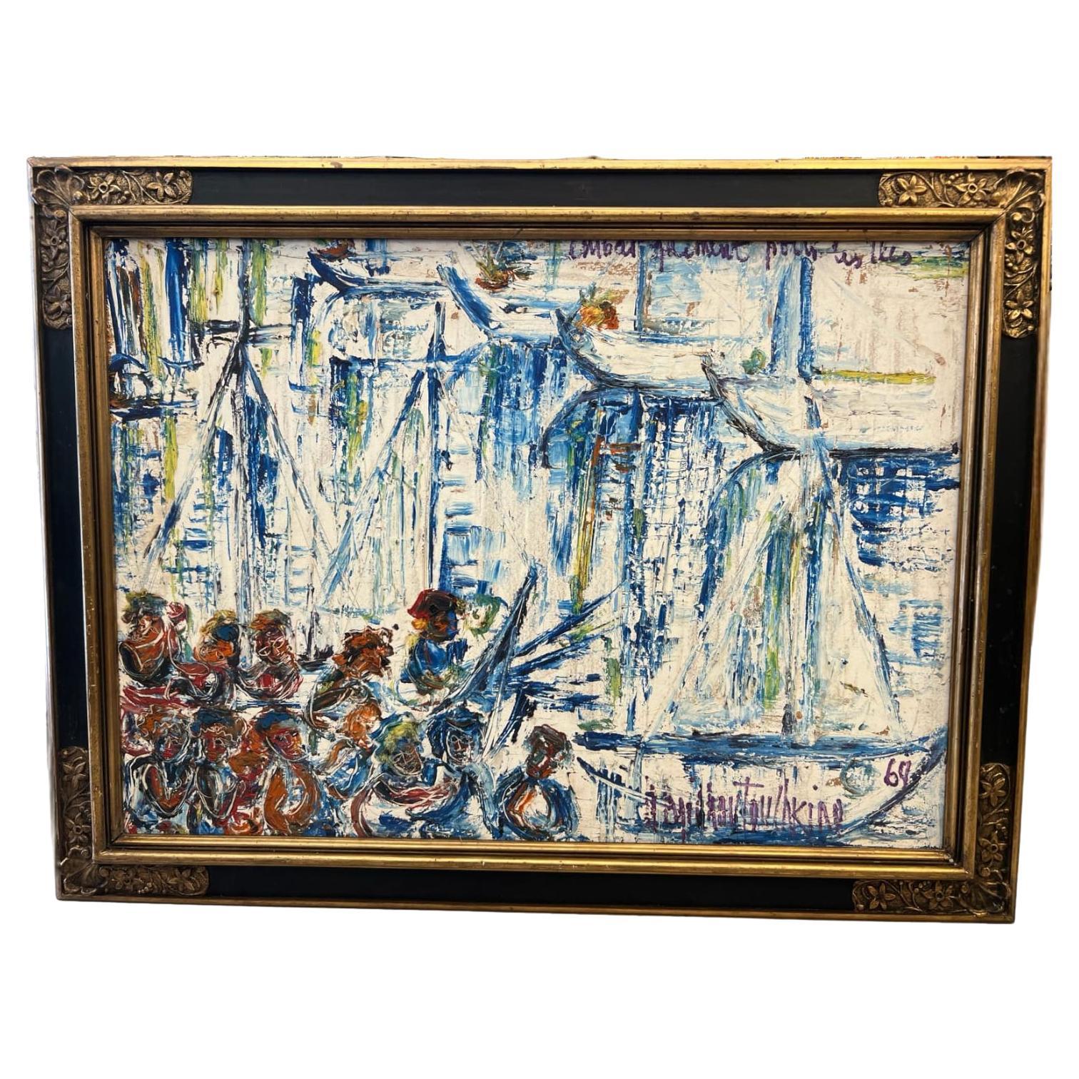 Abstract Oil Painting by Nicolai Michoutouchkine (1929-2010) For Sale