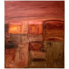 Pintura al óleo abstracta, "Espejismos del desierto" de la artista libanesa Nada Eido