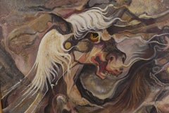 Abstract Oil Painting of Horses, circa 1994