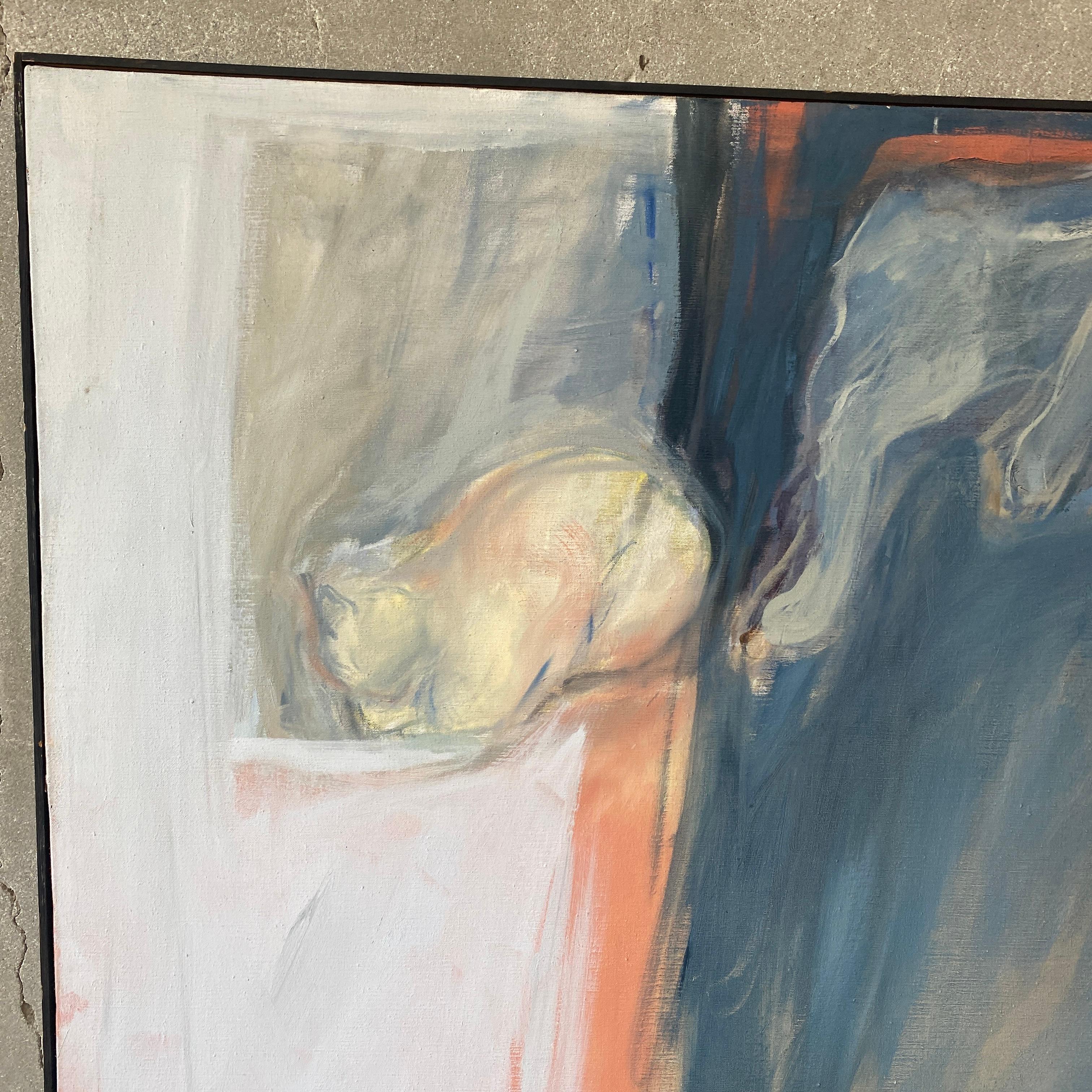 Mid-Century Modern Abstract Oil Painting on Canvas by Susan Maloney, California, c.1960 For Sale