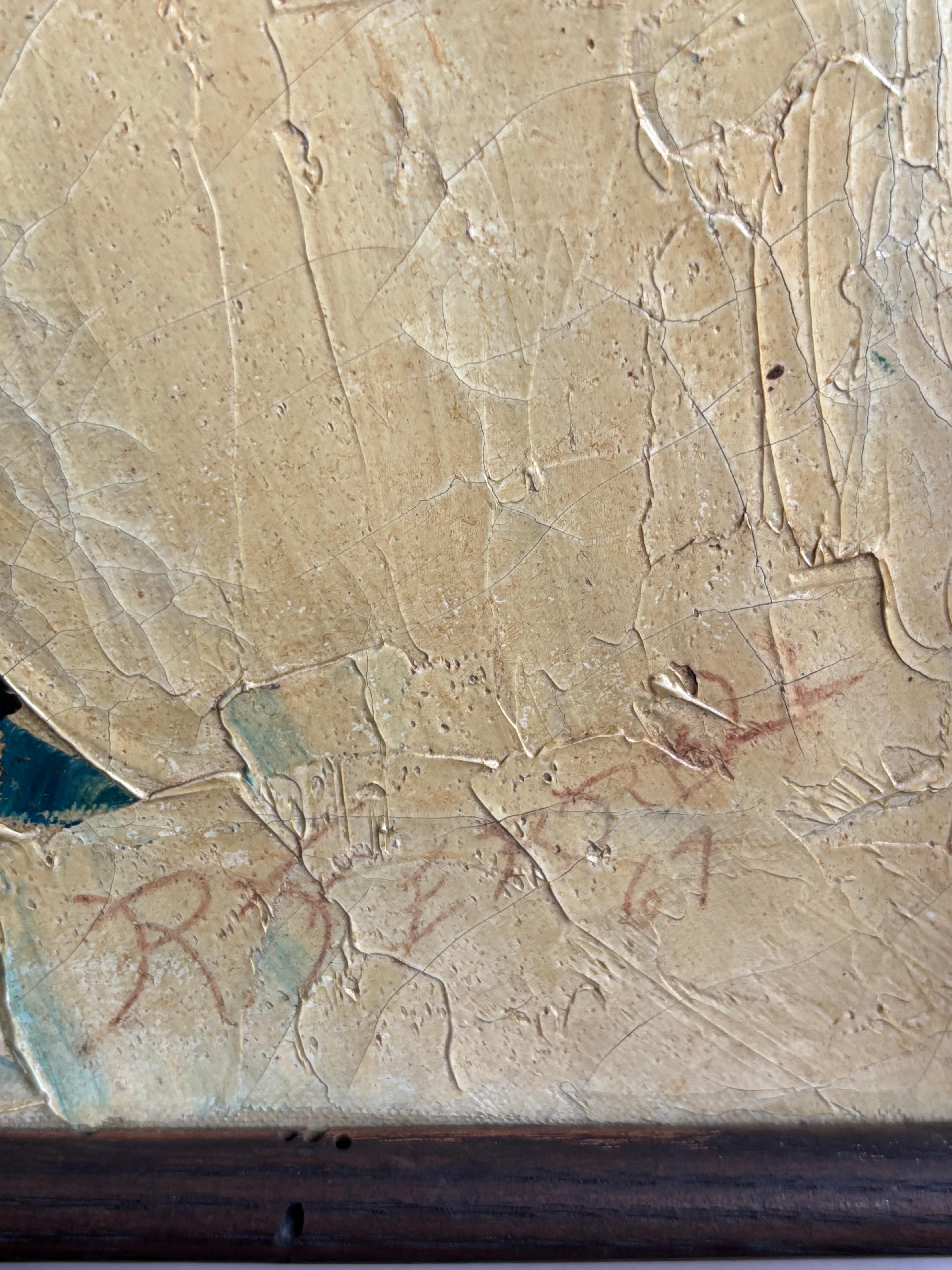 Mid-Century moderno Pittura a olio astratta su tela in vendita
