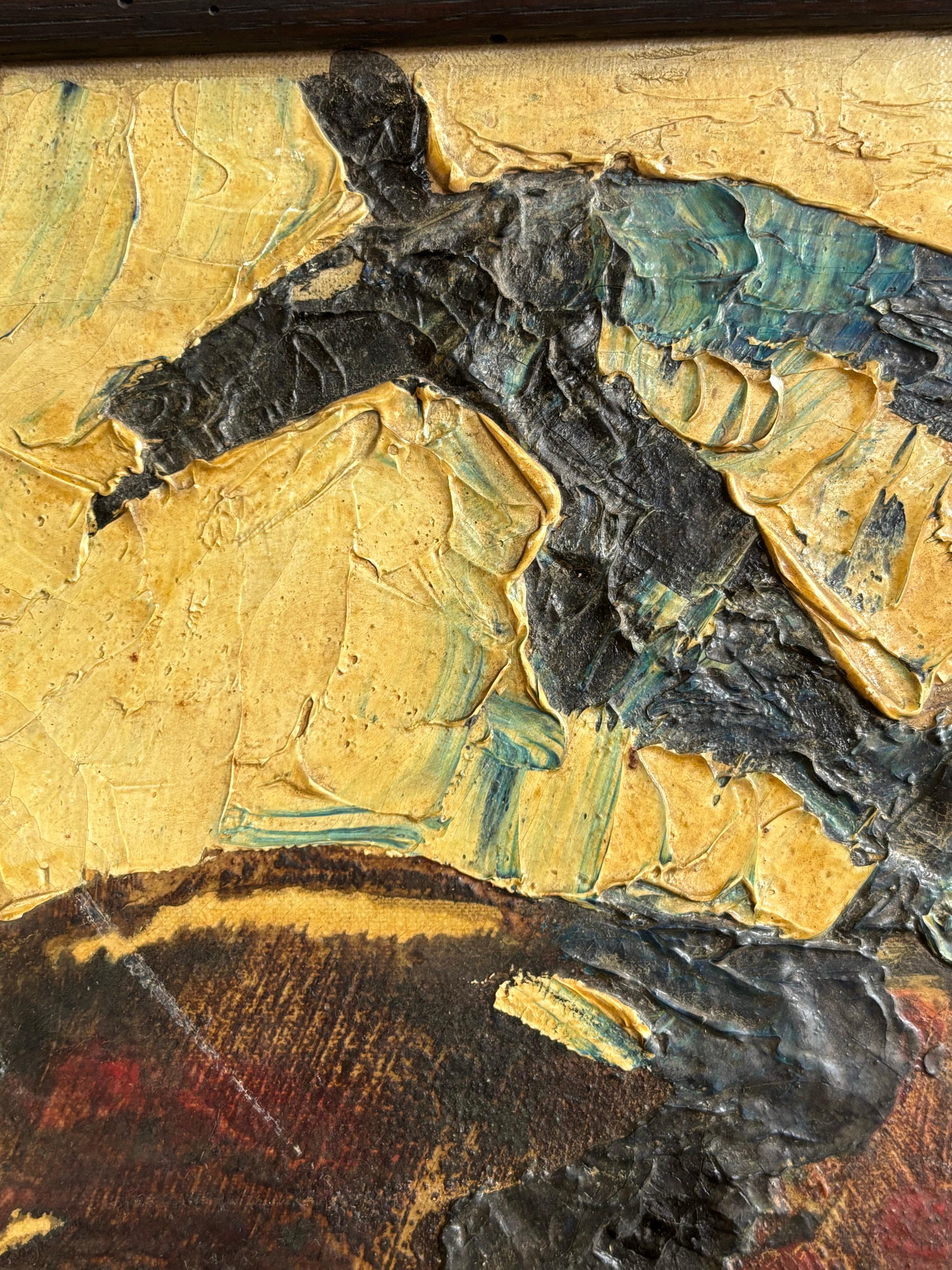Fine XX secolo Pittura a olio astratta su tela in vendita