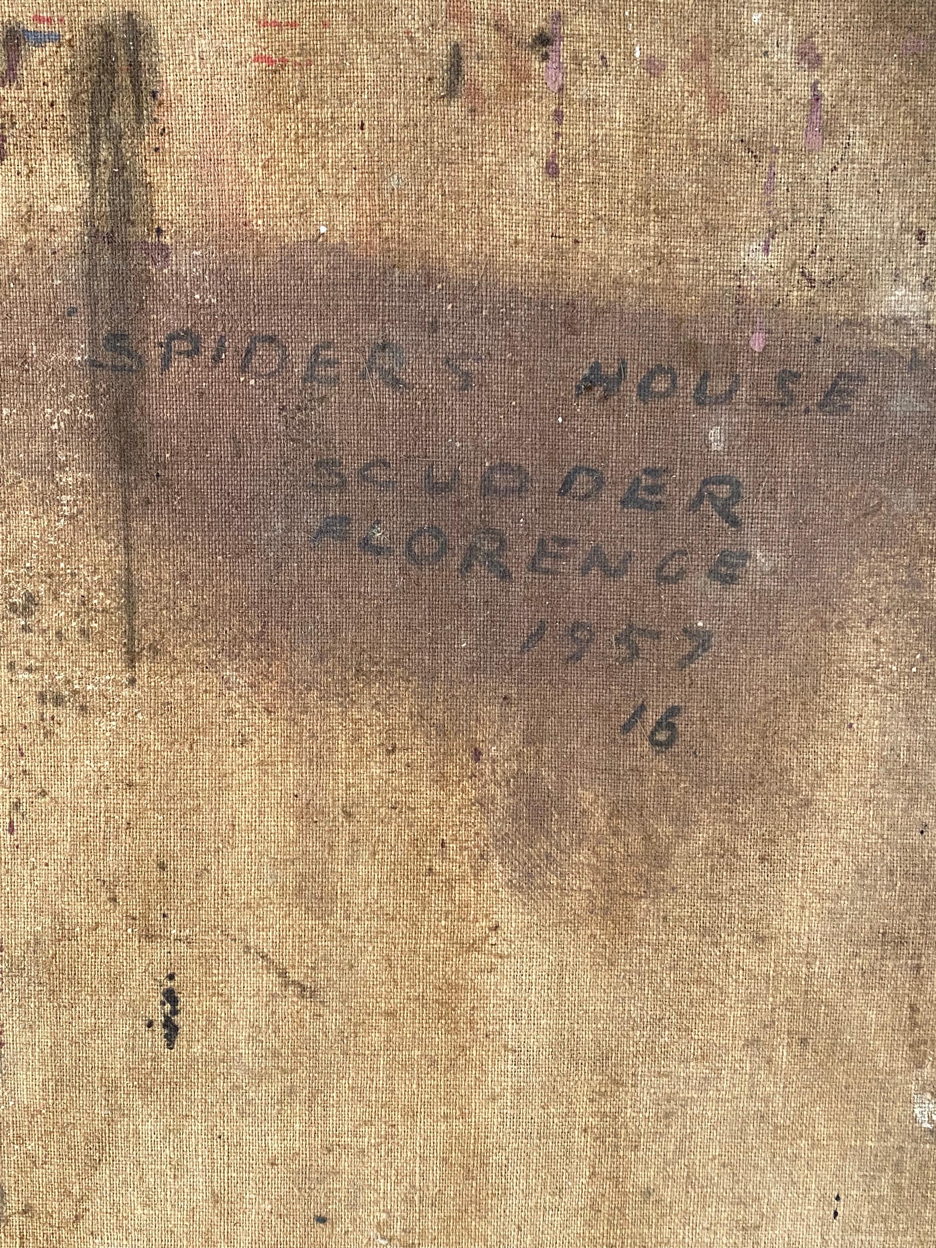 Milieu du XXe siècle Peinture à l'huile abstraite « Spiders House » (Hôte des Piders) en vente