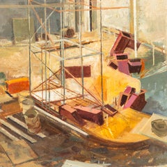 Abstract Oil Painting Titled "Building Site" by Artist Peggy Trotman