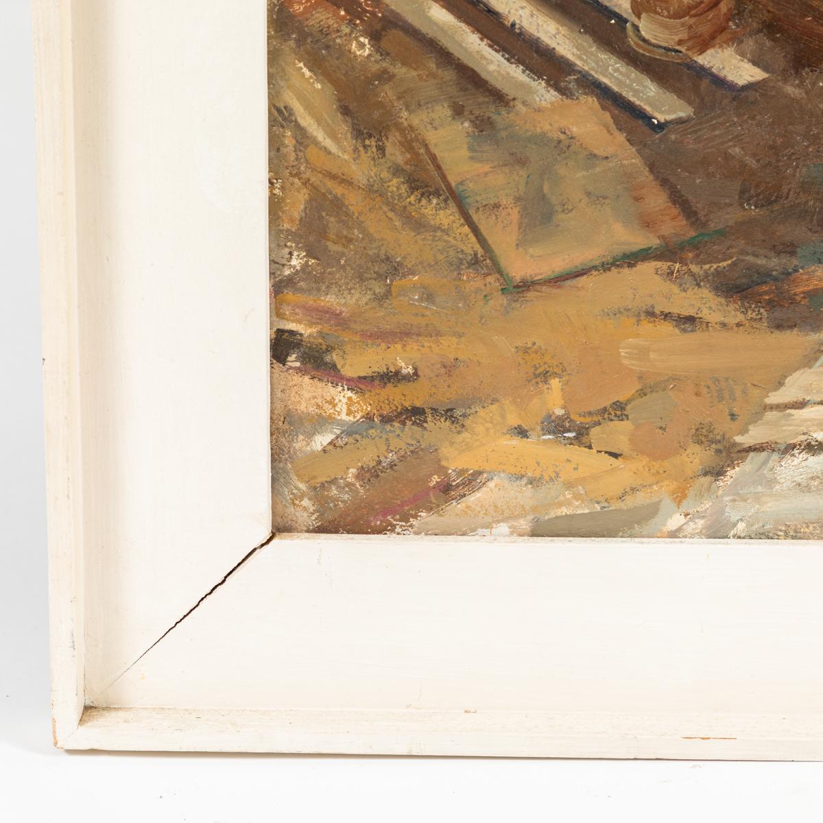 Abstraktes Ölgemälde mit dem Titel „Building Site“ von Künstler Peggy Trotman (20. Jahrhundert) im Angebot