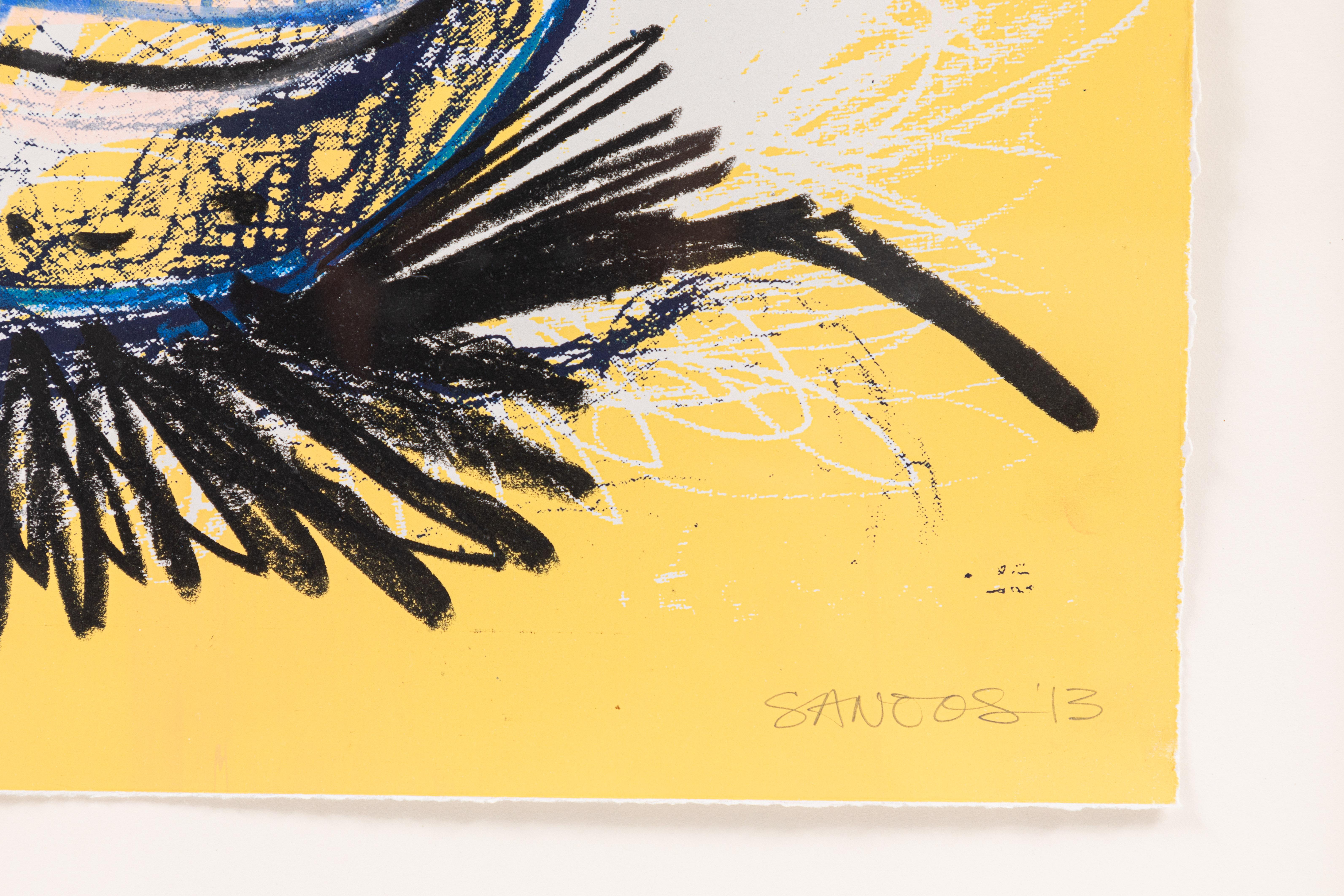 Peint Dessin abstrait au pastel à l'huile de Santos Cortes:: 2013 en vente