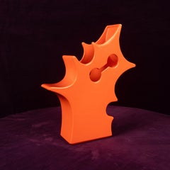 Abstract Orange Ceramic Sculptural Vase, Postmodern Space Age, Italy, 1980