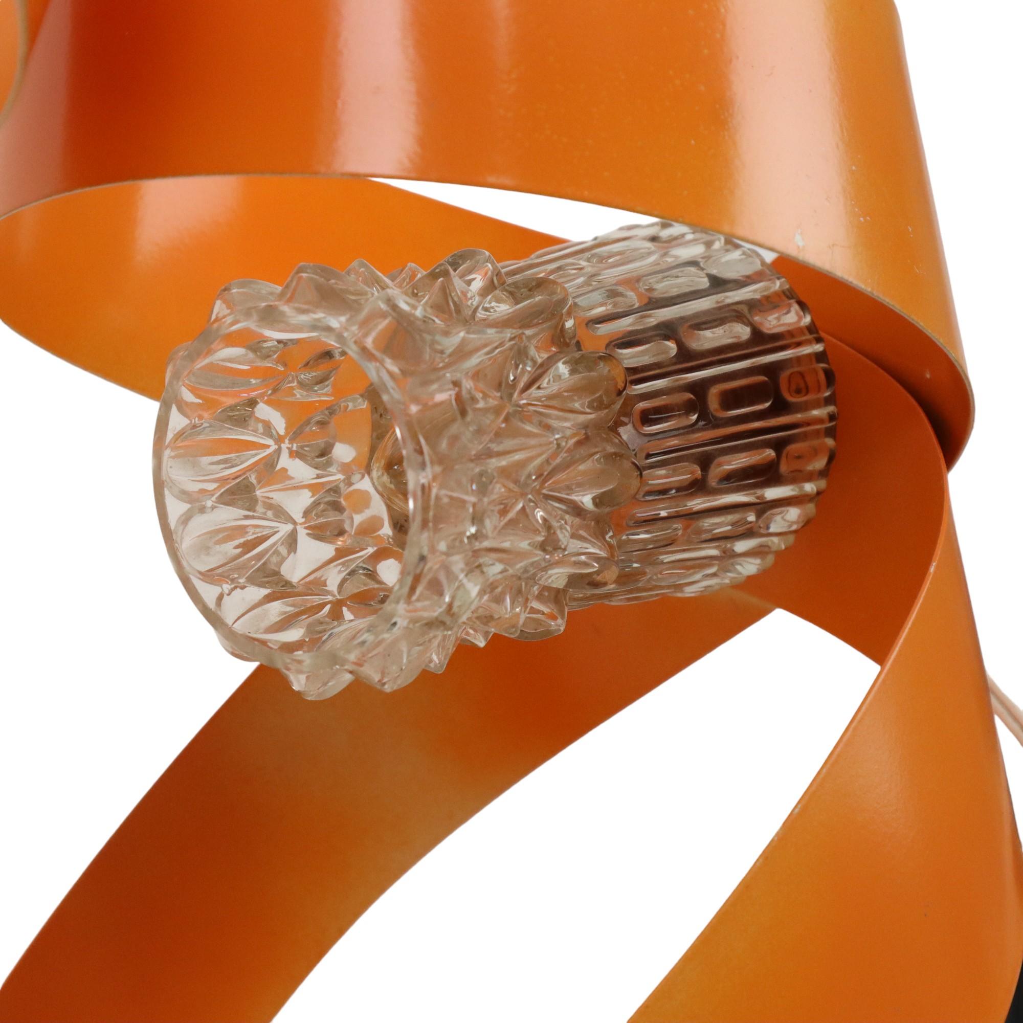 Abstract Orange Table Lamps Set of 2 Shaped Metal Sixties For Sale 2