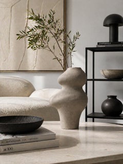 Abstract Organic Form Ceramic Sculpture – Handcrafted Stoneware Art Object, Cont