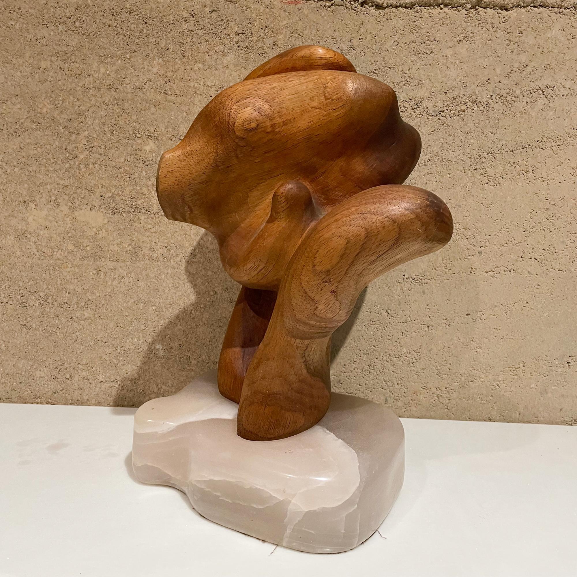 Abstract Organic Form Exquisite Wood Grain Sculpture on Translucent Stone Base In Good Condition For Sale In Chula Vista, CA