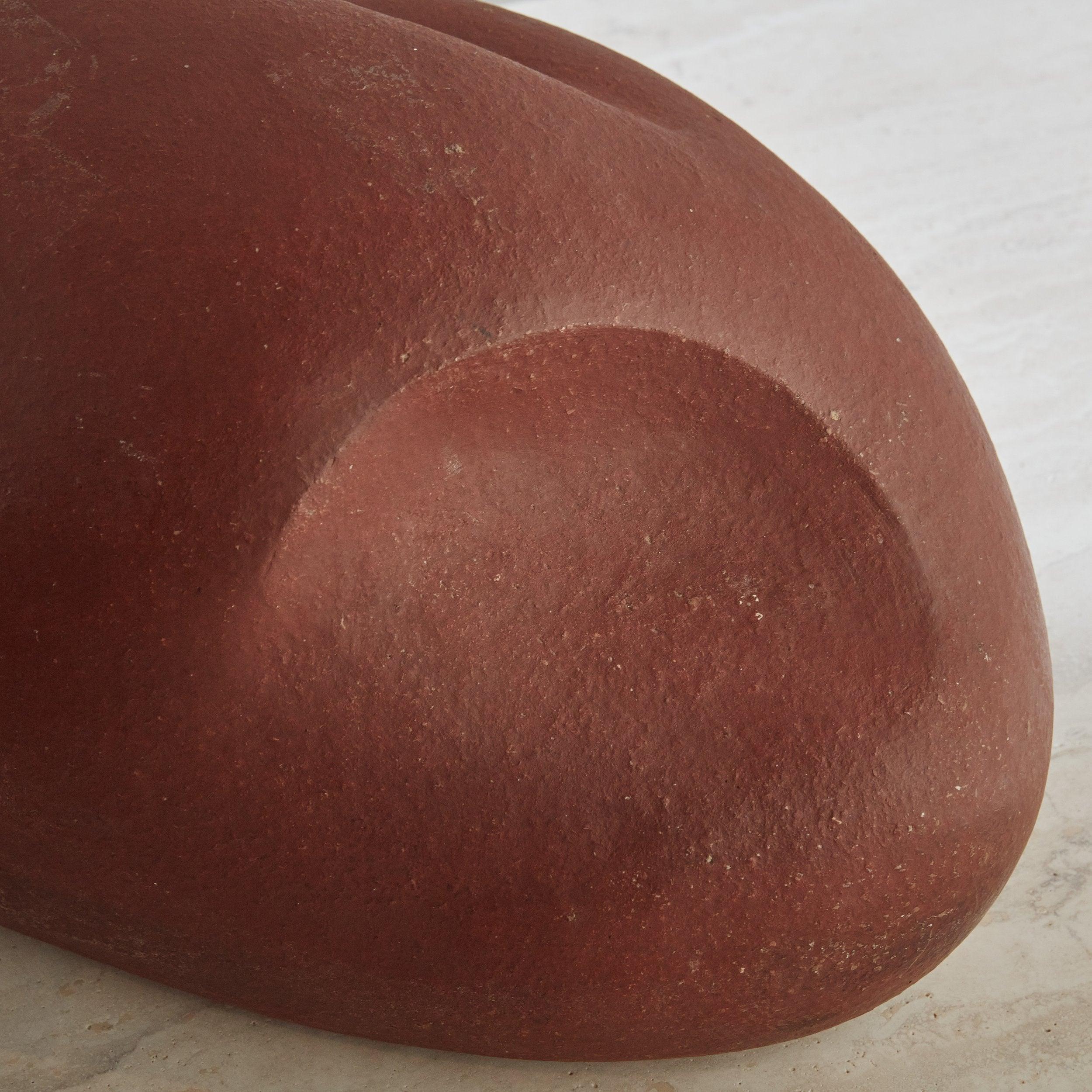 Mid-Century Modern Abstract Organic Form Terracotta Clay Sculpture - Small For Sale