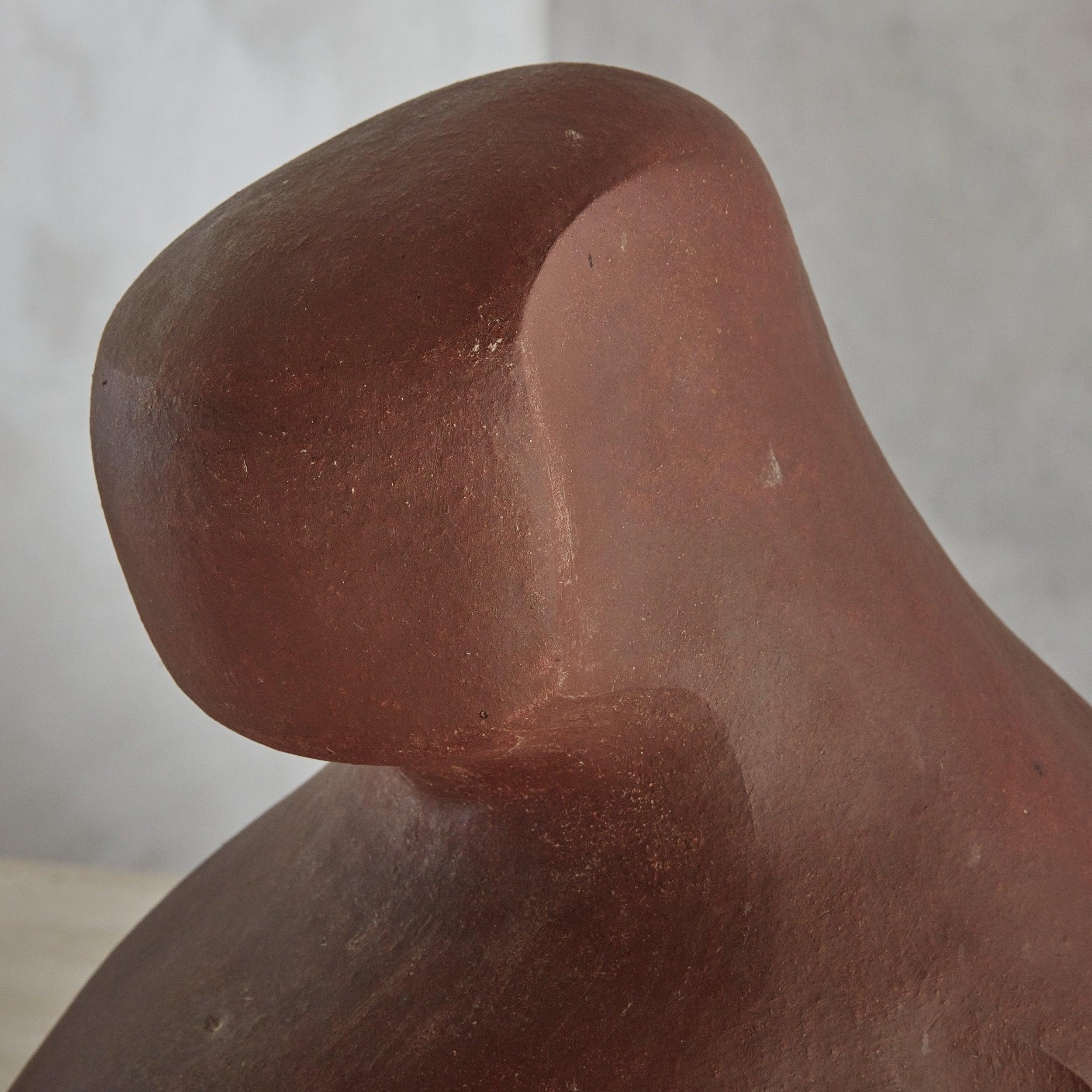 Abstract Organic Form Terracotta Clay Sculpture - Small For Sale 1