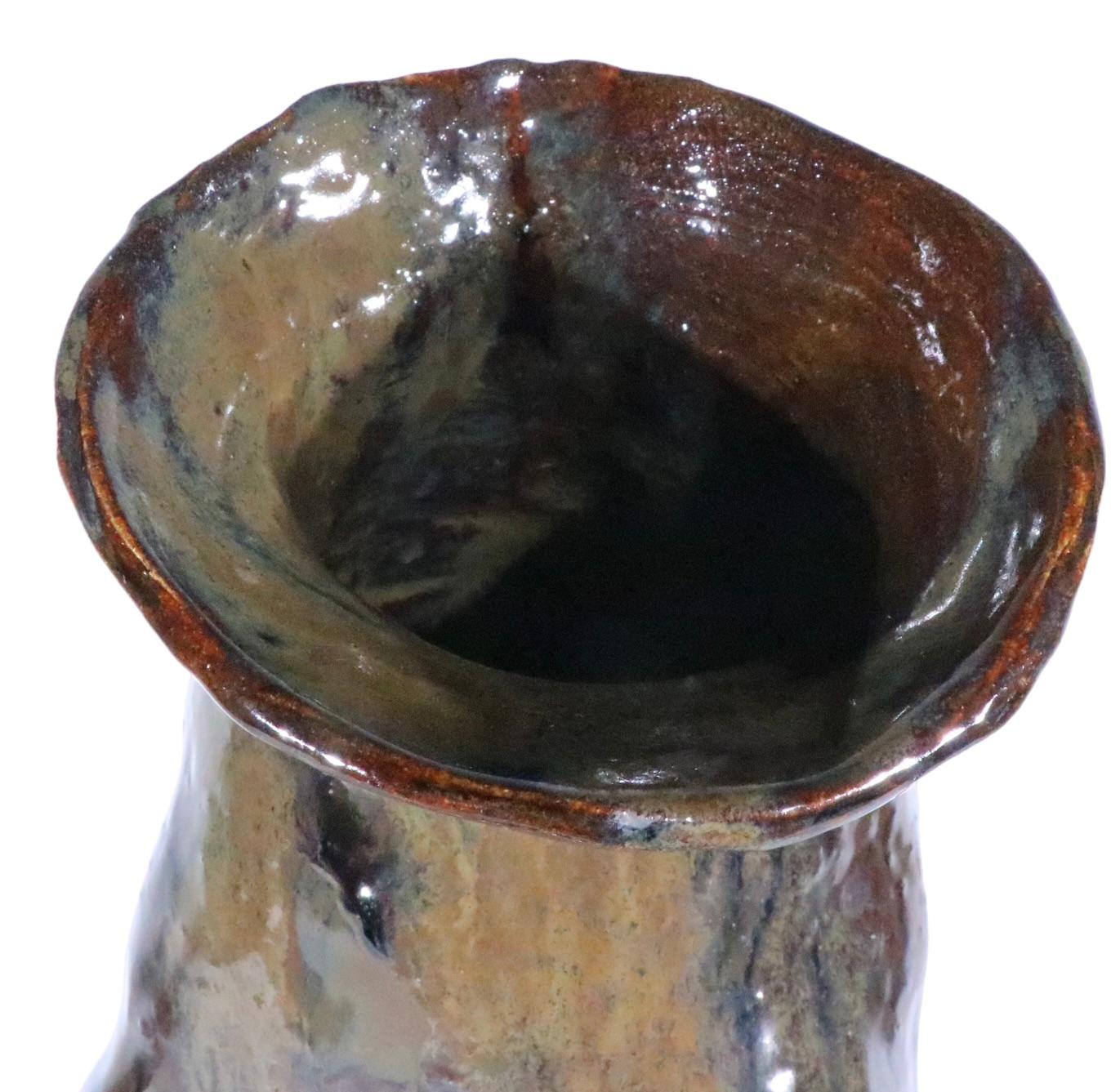 Abstract Organic Mod Century Post Modern Handmade Pottery Sculpture Vase 1970s For Sale 6