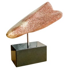 Abstract Organic Sculpture in Stone on a Marble Base, 1970s