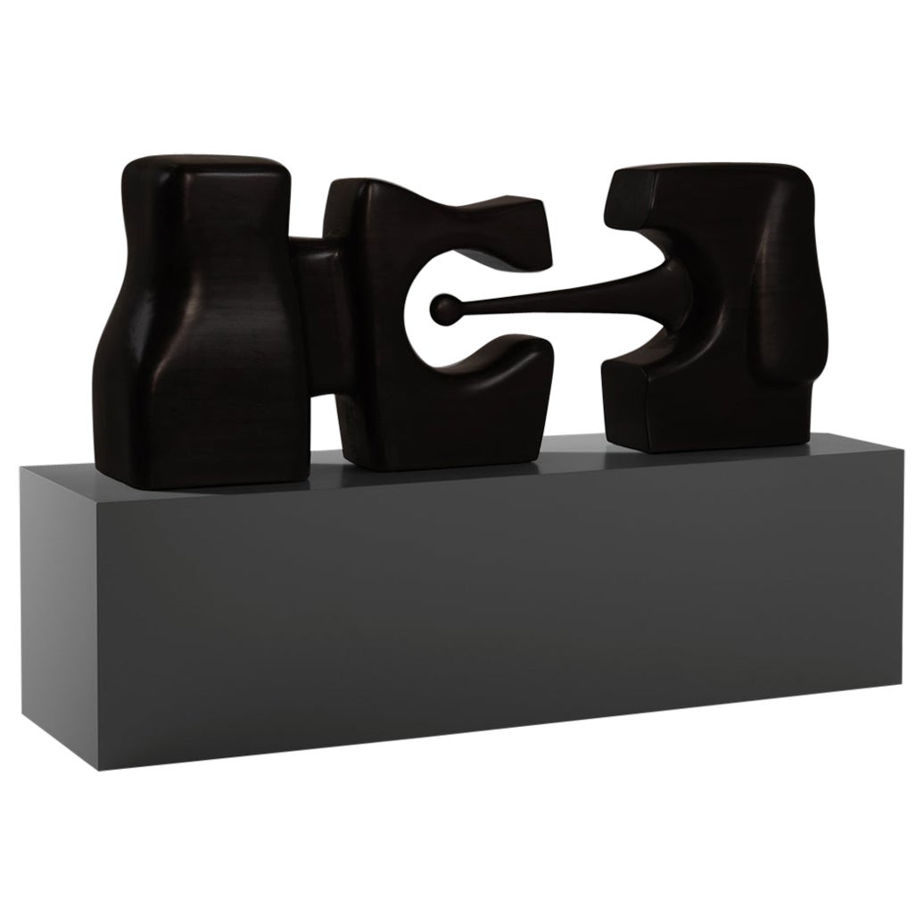Abstract organic wooden sculpture by B. van Beek, 1970s