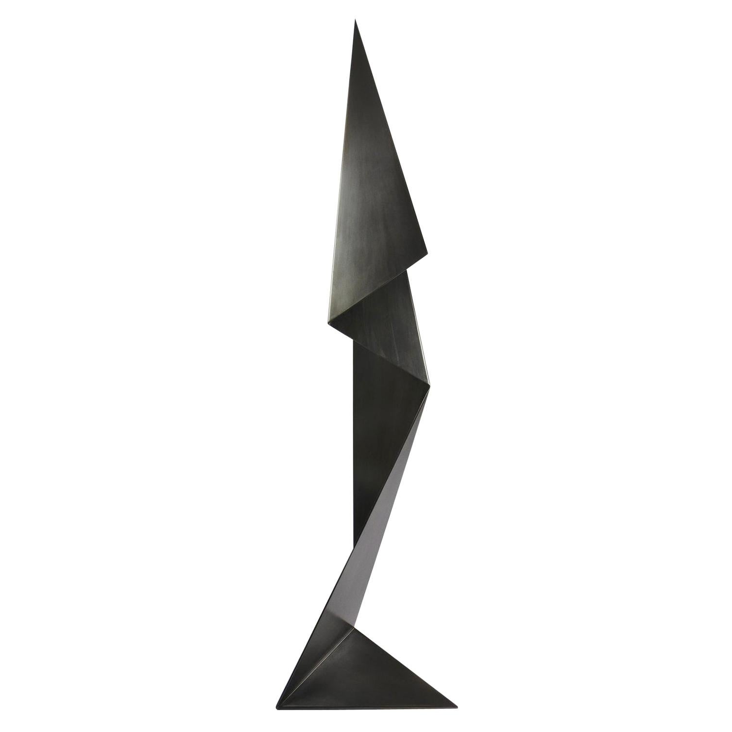 Abstract Origami Metal Sculpture Figure Hand Blackened Finish