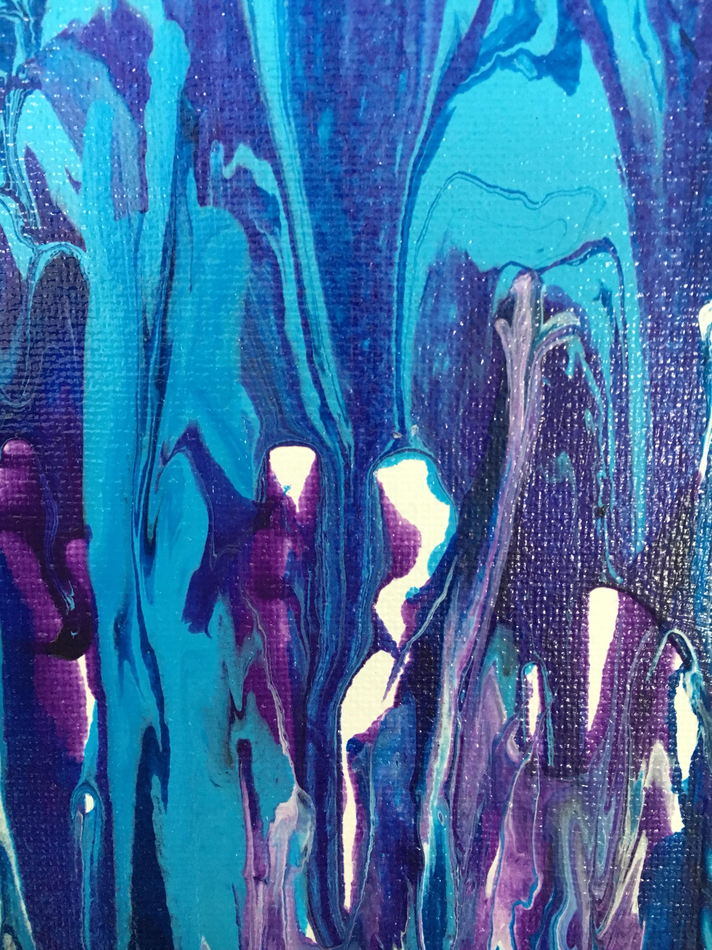 Atemberaubende Original Öl auf Leinwand abstrakt mit Scharen von blauen Wellen von der Künstlerin Arlene Carr.
Unten signiert. Der Rahmen scheint neu zu sein.