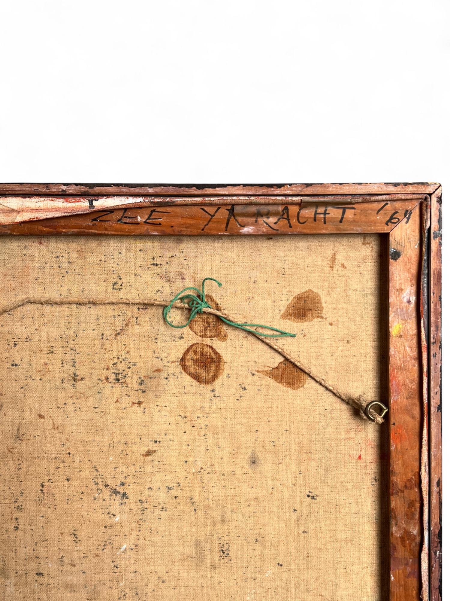 Óleo sobre lienzo abstracto original de Yvonne Kracht, Países Bajos, años 60, firmado y fechado en venta 5