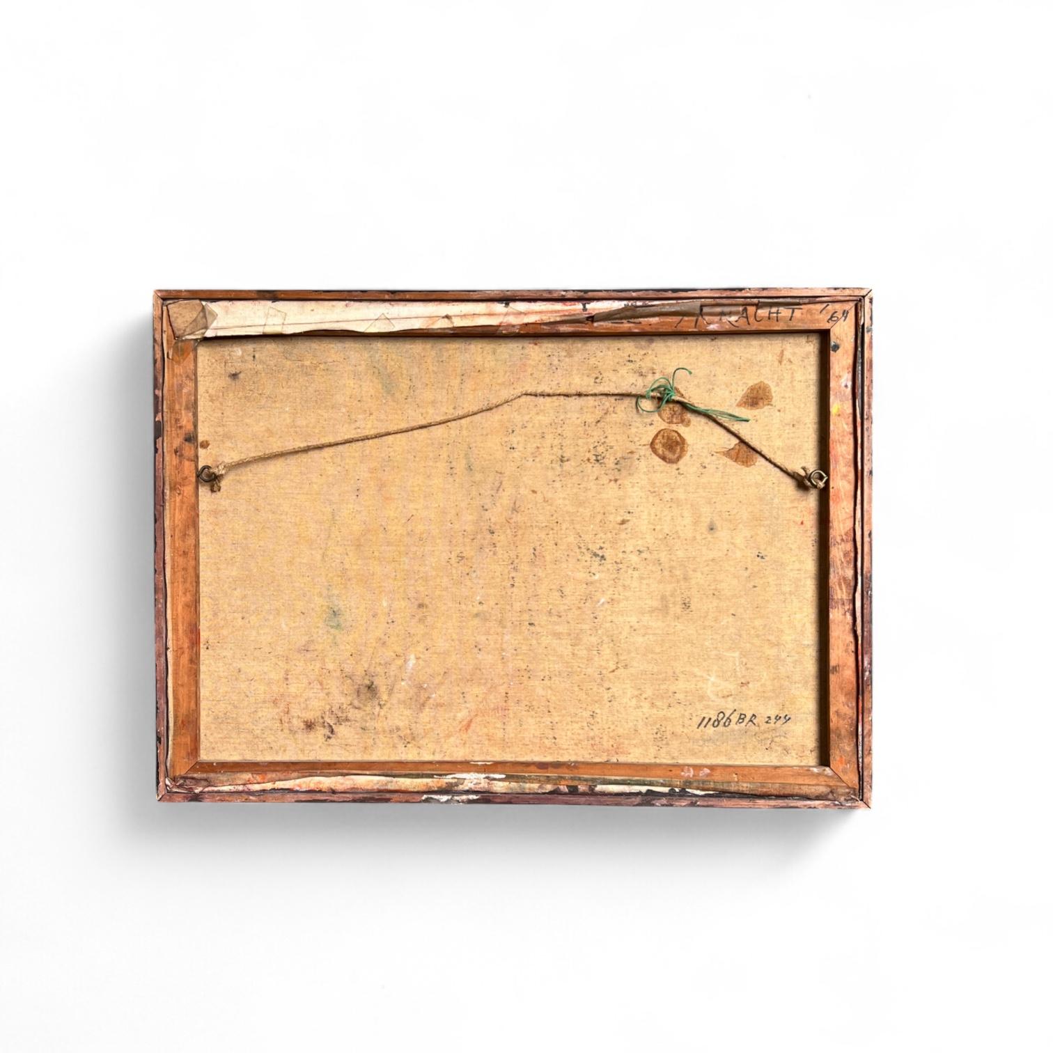 Óleo sobre lienzo abstracto original de Yvonne Kracht, Países Bajos, años 60, firmado y fechado Pintura en venta
