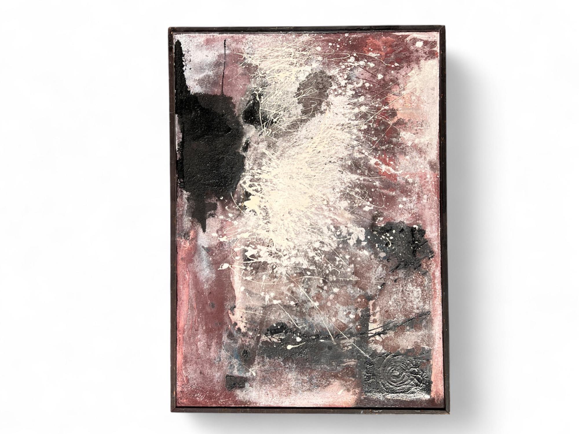 Óleo sobre lienzo abstracto original de Yvonne Kracht, Países Bajos, años 60, firmado y fechado en venta 1