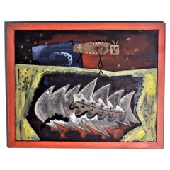 Abstract Outsider Art Painting Bug and Leaf, Zoute 1946